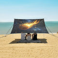 ALAZA Firing Basketball Starry Sky Beach Tent Sun Shelter UPF50+ Protection Beach Shade Canopy w/ 4 Sandbags for Outdoor Camping Fishing Backyard Fun Picnic 10x9 ft