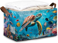 Sea Turtle Storage Bins with Handles Collapsible Storage for Clothes Gift Basket Blankets &amp Closet Organization