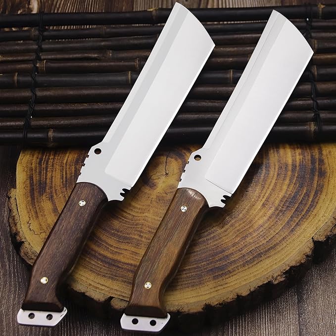 WPKOPYA Fixed Blade Outdoor Knife &ampLeather sheath single shoulder strapDC53 Steel Full Tang 6.6” Sharp Blade Wooden Handle 13.6” Tactical Survival Knife for Camping Hiking Bushcraft Cooking