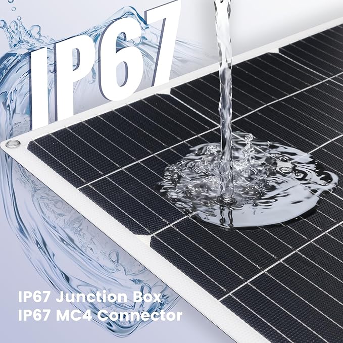 100W 12V Flexible Solar Panel High Efficiency PERC Monocrystalline Solar Panel Ultra-Thin Lightweight 4.19lbs IP67 Waterproof for RV Boat Camping Home Roof Balcony-White-2pack