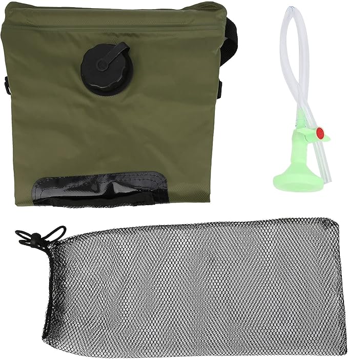 Outdoor Solar Heated Shower Bath Bag Portable Camping Hiking Water Storage Bags for Shower Green PVC 20L
