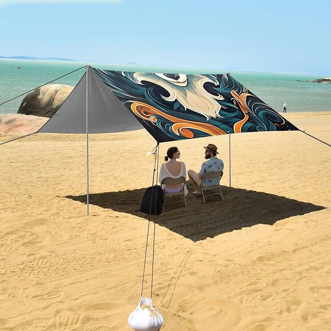 ALAZA Mystical Fox Beach Tent Sun Shelter Portable Canopy Sunshade for Outdoor Camping Picnics Backyard Fun 10x9 ft