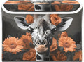 AIXIWAWA Lidded Storage Cube (Orange Floral Giraffe) Fabric Foldable Closet Bins with Flip Lid and Handles Organizer Basket Container 16.5 x 12.6 x 11.8 IN