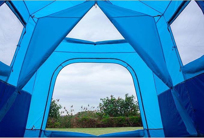 KTT Large Tent 6-8-10-12 PersonFamily Cabin Tents2 Rooms2 Doors and 4 Windows with MeshStraight WallWaterproofDouble LayerBig Tents for OutdoorPicnicCampingFamily Gathering