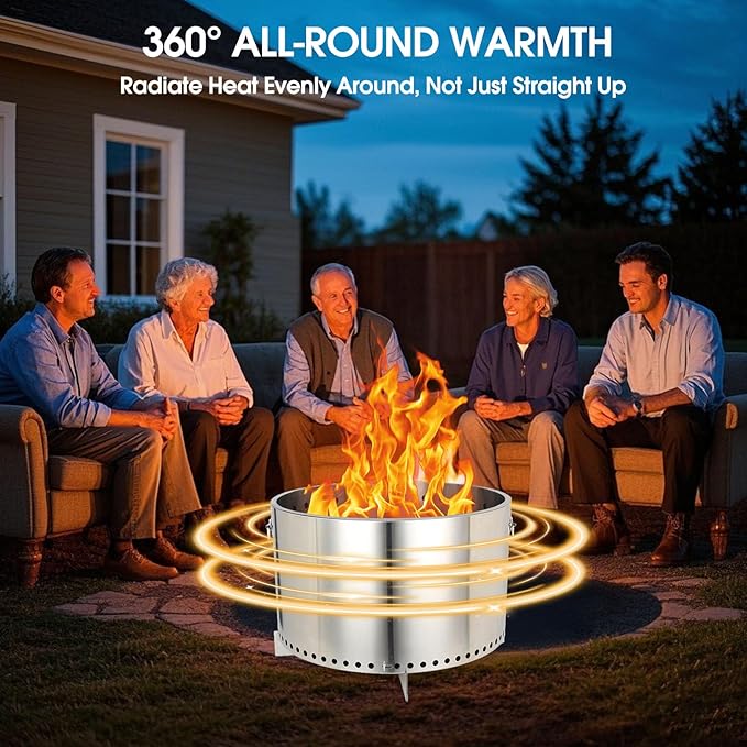 20.5 Smokeless Fire Pit Wood Burning Camping Stove with Removable Stand &amp Ash Pan Smokeless Stove with Handle Portable Outdoor Bonfire Fire Bowl Suitable for Backyard Garden Camping Picnic