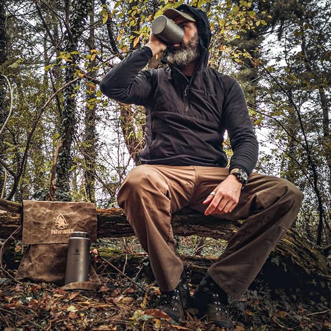 The Pathfinder School Durable Ripstop Waxed Canvas Bag - Haversack - Bushcraft Gear - Single Strap Hiking Pack Gathering Satchel - Pathfinder Survival Bushcraft Bag - 15 x 12