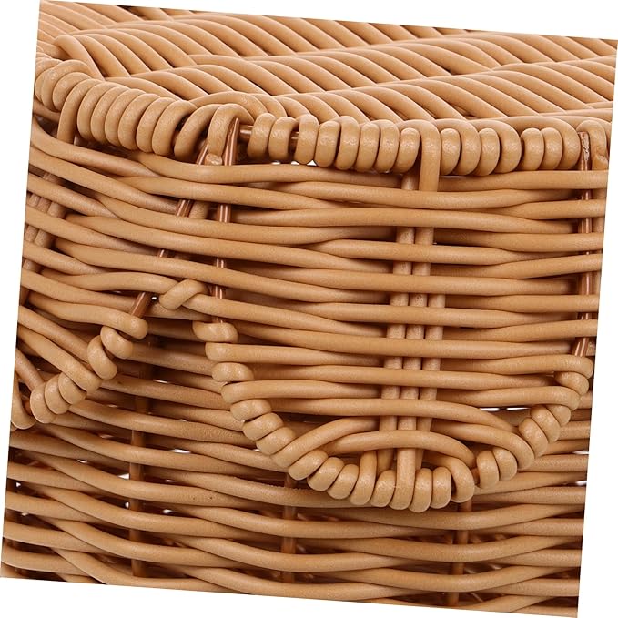 Cabilock Scalloped Wicker Storage Bin with Lid Handwoven Seagrass Basket for Blanket Storage Covered Household Organizer Basket Box for Shelf and Wardrobe