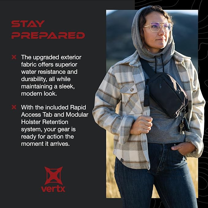 Vertx Everyday Tactical Fanny Pack 2.0-100% Nylon Fanny Pack for Men and Women with CCW-Ready Design and Rapid Access Tab - It's Black - 2L