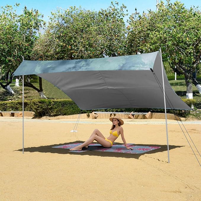 ALAZA Eggs in A Basket with A Beautiful Bunny Ears Beach Tent Sun Shelter Portable Canopy Sunshade for Outdoor Camping Picnics Backyard Fun 10x9 ft