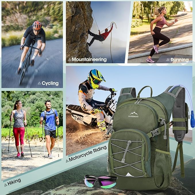 Hydration Backpack with Water Bladder 18L Lightweight Hiking Backpack for Women&ampMen Small Insulated Hydration Water Pack for Hiking Running Cycling Biking