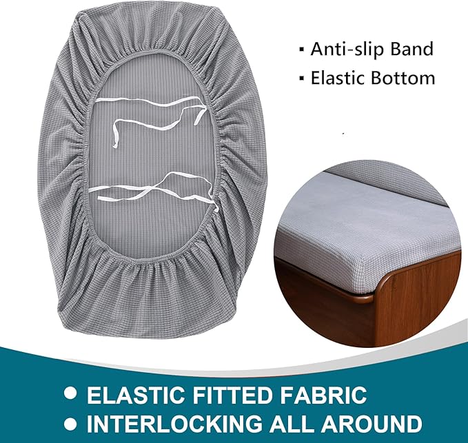 KRFOONN RV Dinette Cushion Covers Stretch Sofa Seat Slipcovers Replacement Camper Cushions Cover Washable Couch Cushion Slipcovers for RV Camper Car Bench(1 Backrest Cover &amp 1 Bench Cover Light G