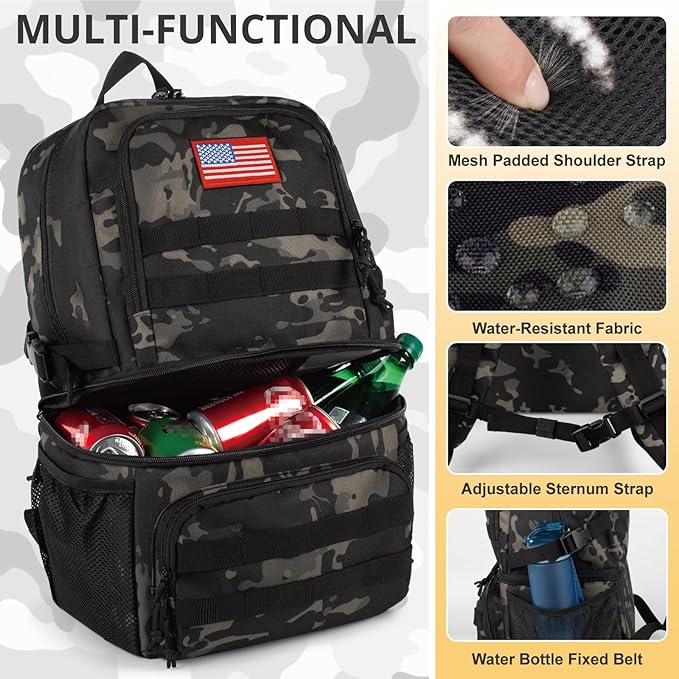 Tactical Double Deck Cooler Backpack for MenLarge Lunch Backpack with 2 CompartmentSoft Cooler Bag