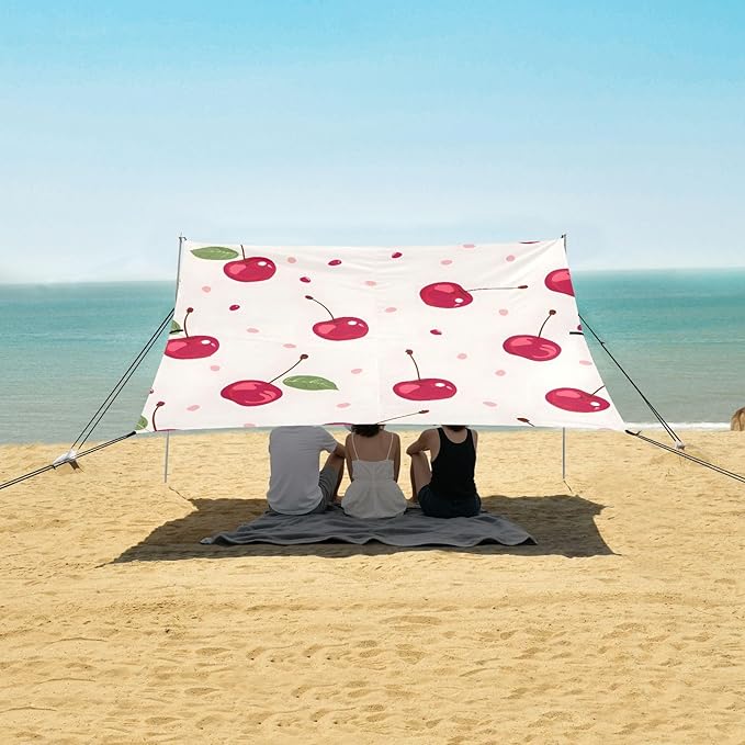ALAZA Cherry Beach Tent Sun Shelter Portable Canopy Sunshade for Outdoor Camping Picnics Backyard Fun 10x9 ft