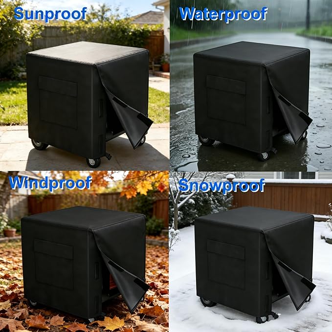 Generator Cover 30x30x26 inch600D Heavy Duty Generator Covers Waterproof with Secure Windproof Buckle-for Most Generators 5500-15000 Watt