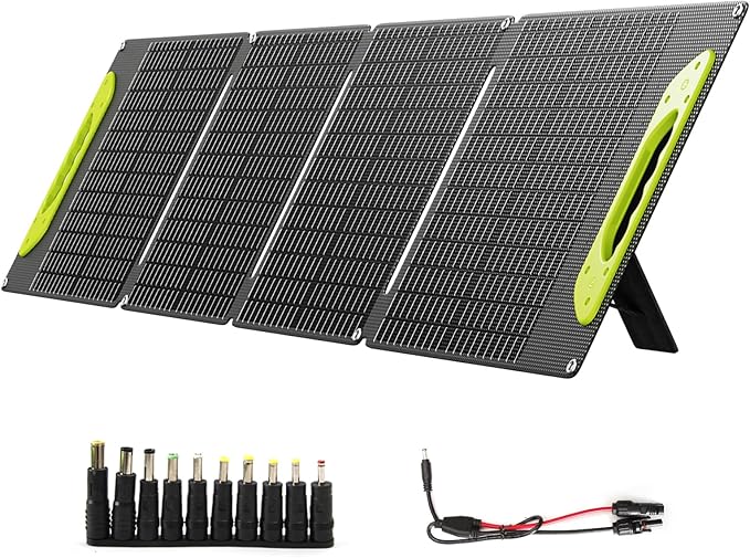 100W Foldable Solar Panel kit with ControllerPortable Solar Charger for Portable Power StationPhoneLaptopwith M-C4 to DC5525 OutputUSB-CUSB-A Port When Camping Fishing Van RV Road Trip