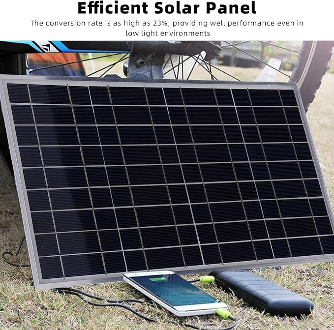 Yosoo Solar Panel Charger 12V Solar Panel Kit 100 Watt with 23% High Conversion Rate USB Type C DC Interfaces for RV Boat Car Trailer Home Off Grid Power