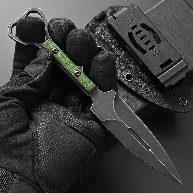 C1345 Fixed Blade Knife K110 Steel Blade G10 Handle EDC Tool Knifes for Outdoor Camping Survival Hiking Hunting(Green)
