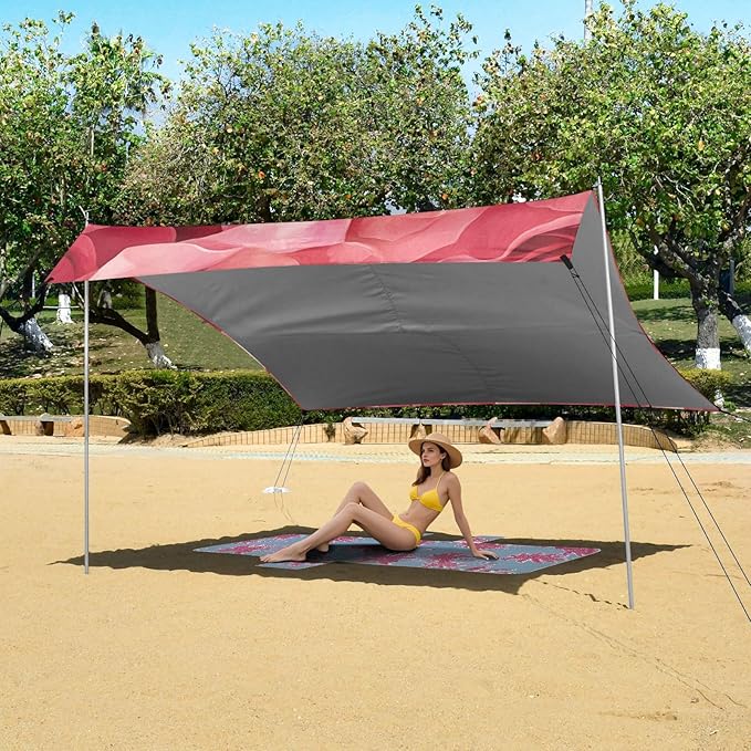 ALAZA Red Rose Seamless Beach Tent Sun Shelter Portable Canopy Sunshade for Outdoor Camping Picnics Backyard Fun 10x9 ft