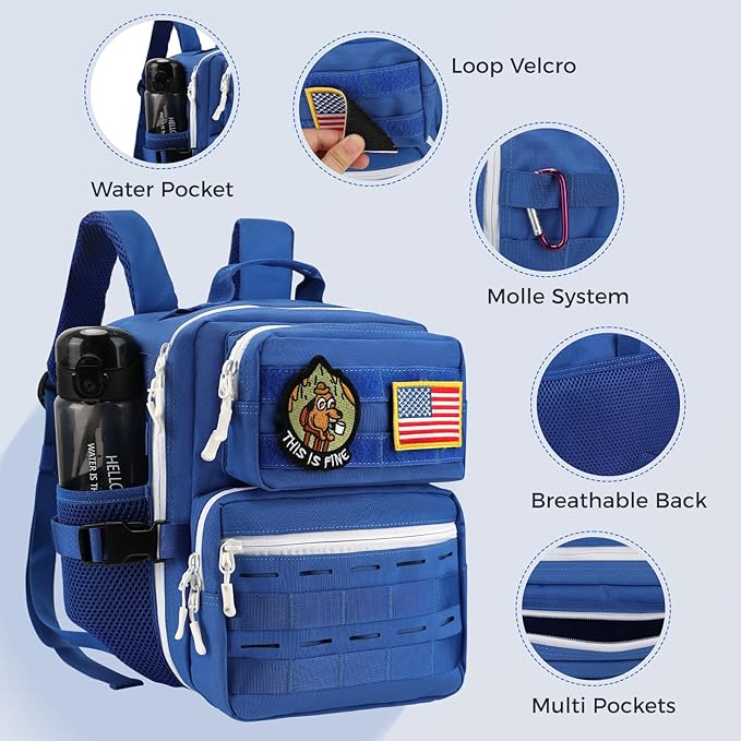 9L Mini Tactical Backpack for Men WomenSmall Military Tactical Backpack for SportGymHikingTravelCamping (Navy Blue)