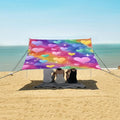 ALAZA Rainbow Love Hearts Stars Beach Tent Sun Shelter UPF50+ Protection Beach Shade Canopy w/ 4 Sandbags for Outdoor Camping Fishing Backyard Fun Picnic 10x9 ft