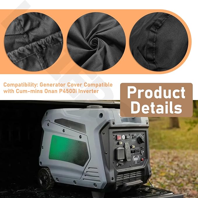 BLACK Generator Cover for Cum-mins Onan P4500i Inverter Only 1 Pack Cover 24 x 18 x 20