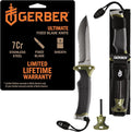 Gerber Gear Ultimate Survival Knife Fixed Blade Knife with Combo Edge includes Fire Starter Edge and Ferro Rod Whistle Sheath with Integrated Sharpener - Bushcraft Hunting and Camping Tool