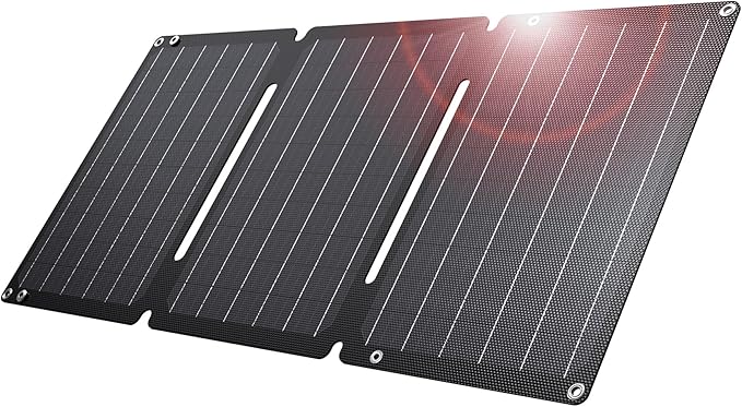 [Upgraded] BigBlue 30W Solar Panel Charger with Fast Charging USB-A and USB-C DC Ports SolarPowa 30 Portable Solar Panel IP68 Waterproof Compatible with iPhone Samsung iPad Small Power Station