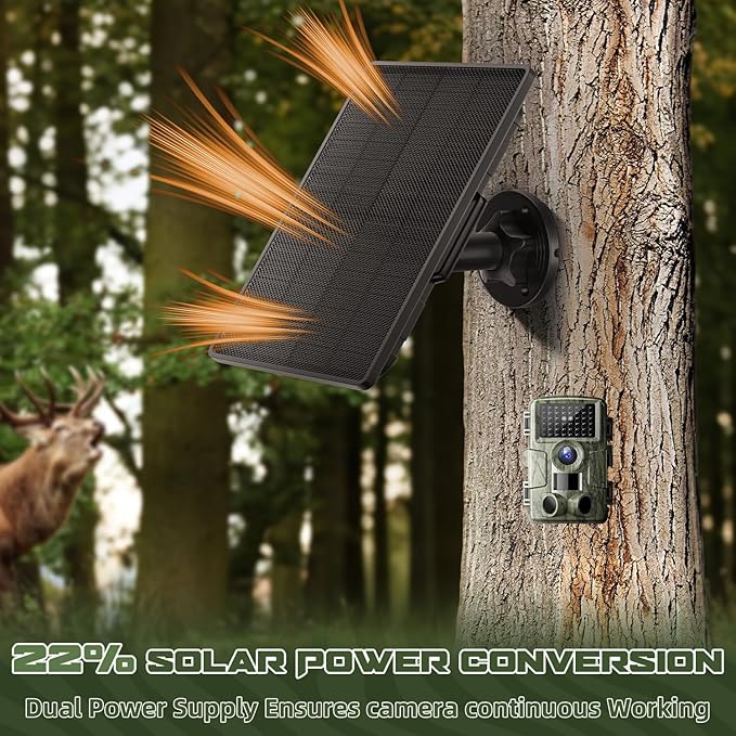 Trail Camera Solar Panel - 6000mAh Built-in Battery Waterproof Solar Charger Kit with Multiple DC Connectors Compatible with Tactacam Reveal Cameras