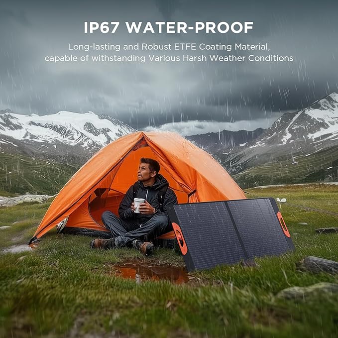 ZOUPW 110 Watt Portable Solar Panel for Jackery Explorer 300/500/Ecoflow/Anker Solix/Bluetti Foldable Monocrystalline Solar Charger IP67 Waterproof Offgrid Power for Camping RV Battery Backup