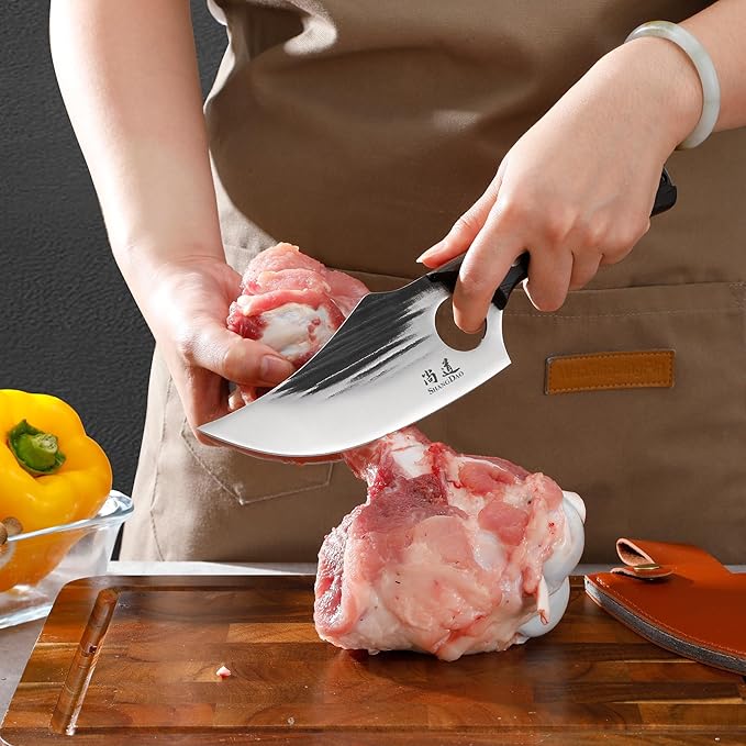 SHANGDAO Boning Knives 6 ″ Viking Boning Knife for Meat Cutting High-carbon steel Chopper Knife Forged Blade &amp Wood Handle Hand Forged Full Tang Knife