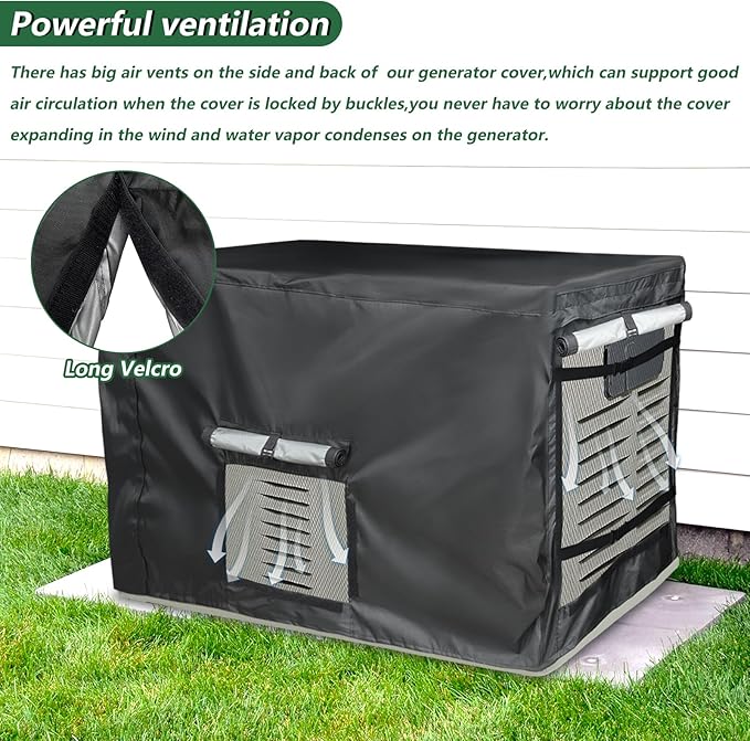 Generator CoverHeavy Duty 600D Waterproof Generator Cover for 7043 22kW Air Cooled Series Home Standby Generator Black