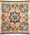 Bohemian Boho Vintage Mandala Style Flower Foldable Beach Canopy UPF50 Water-Resistant Portable Sun Shelter with Sturdy Poles Sandbags and Shovel for Backyard and Camping