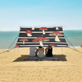 ALAZA Red Mushrooms on Black White Strip Beach Tent Sun Shelter Portable Canopy Sunshade for Outdoor Camping Picnics Backyard Fun 10x9 ft