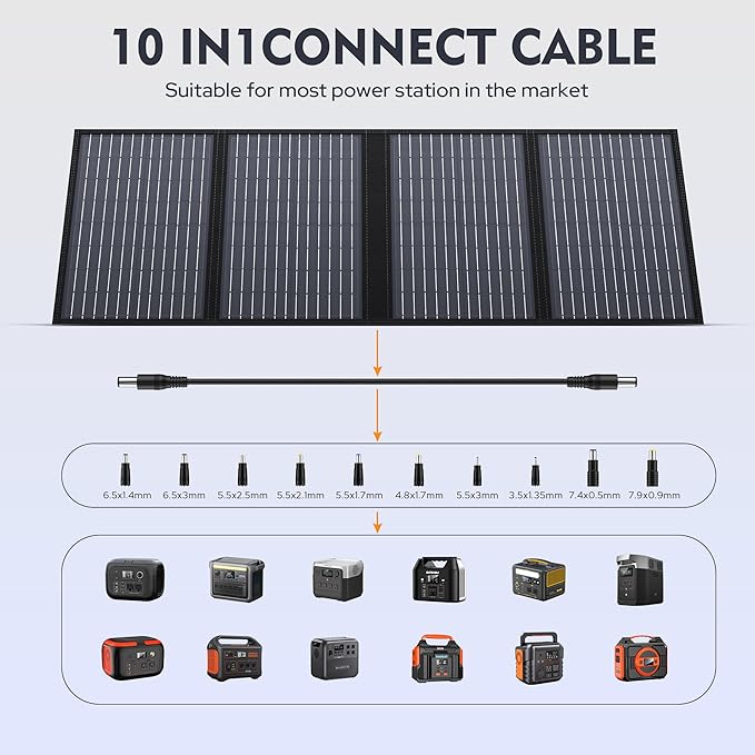 ENGINSTAR 60W Foldable Solar Panel Charger with 18V DC Outlet for Portable Power Stations EnginStar/Jackery/Rockpals/Flashfish Portable Solar Generator with QC 3.0 for Outdoor Camping Van RV Trip