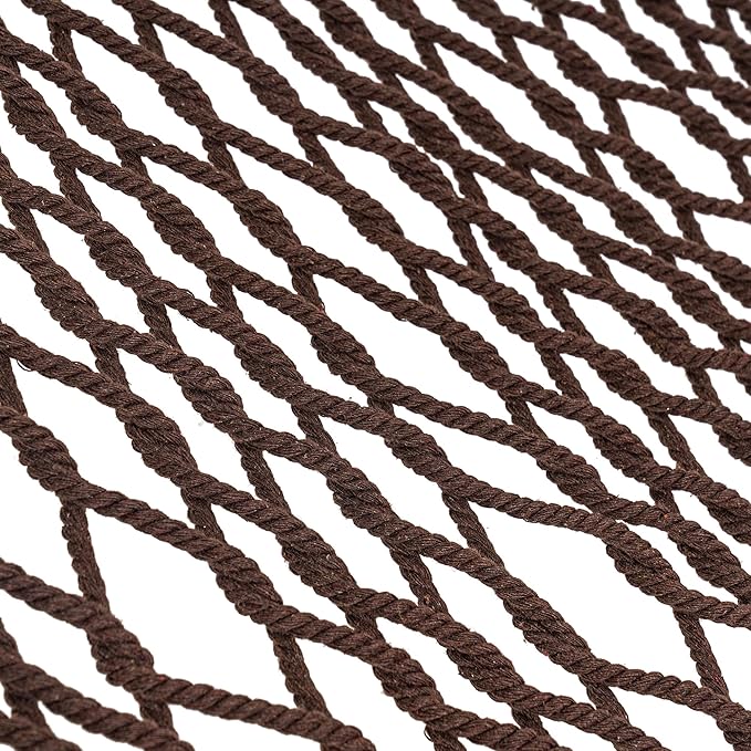 Lazy Daze Hammocks Double Rope Hammock 2 Person Traditional Outdoor Hand Woven Cotton Rope Hammock with Spreader Bar Carabiners Tree Straps Chains for Patio Yard - Max 450 Lbs Dark Brown