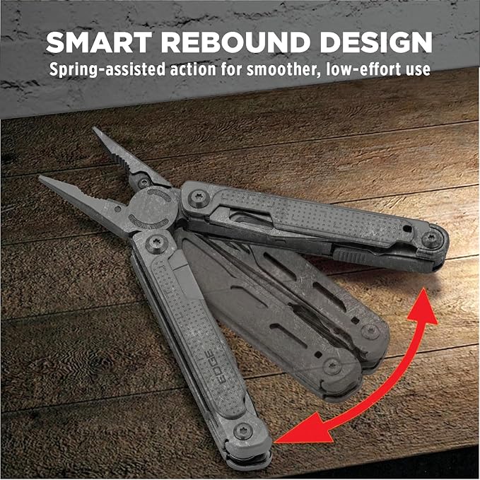 EDGE Multi-Tool Pliers 14-in-1 Stainless Steel Multitool with Knife Saw Scissors Wire Cutter &amp Screwdriver Bits Compact Folding Pocket Tool for Camping Survival Fishing &amp Car Emergency