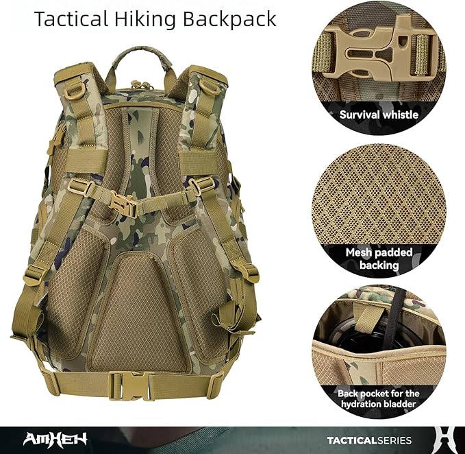 AMHEH 32L Tactical Backpack - 17 Laptop Suspended Protection 1050D Rugged Urban Everyday Carry Pack Get Home Bug Out Bag (Camo)