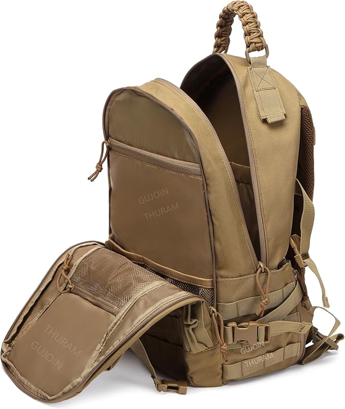 38L Nylon Waterproof Trekking Fishing Hunting Bag Backpack Outdoor Military Rucksacks Tactical Sports Camping Hiking (Khaki)