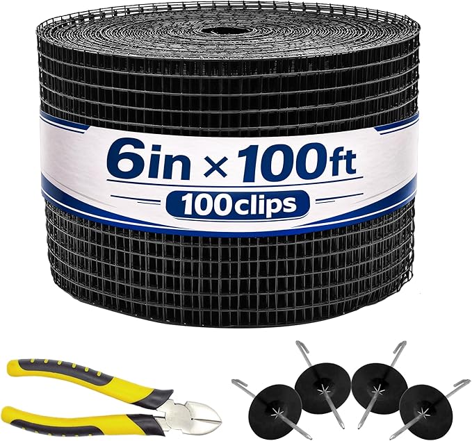 PROLEE 6 Inch X 100FT Solar Panel Bird Guard Anti-Rust Critter Guard with 100 Fastener Clips Rooftop Solar Panel Bird Wire Screen Removable Without Damage(6 Inch x 100 Feet)