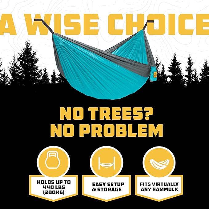 Wise Owl Outfitters Portable Hammock Stand 106x42 440lb Capacity - Sports &amp Outdoors