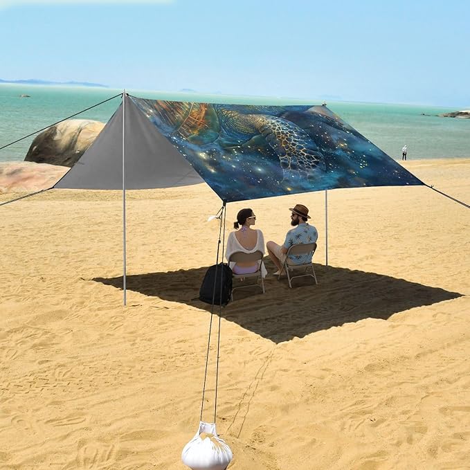 ALAZA Turtle Mystical Beach Tent Sun Shelter Portable Canopy Sunshade for Outdoor Camping Picnics Backyard Fun 10x9 ft