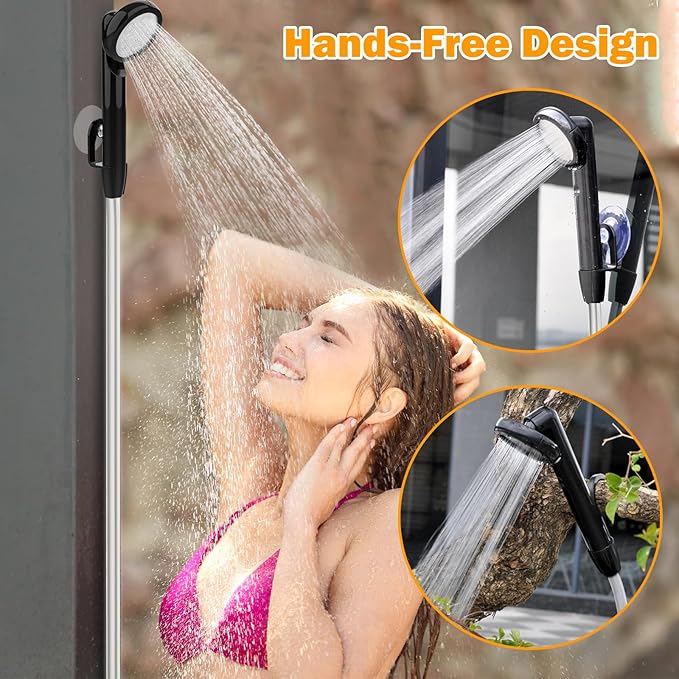 Portable Camping Shower with Digital Display 3-in-1 Outdoor Shower Pump for Camping Beach Pet Washing | Lightweight (1.6lbs) Rechargeable &amp Waterproof