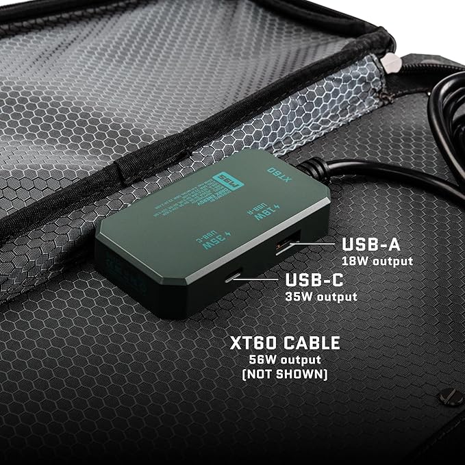 Dark Energy Spectre Folding 56W Solar Panel | USB-C and USB-C Output for Charging | Ultra-Durable IPX7 Waterproof Chainable Design Off The Grid Solar Powerhouse