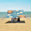 ALAZA Highland Cattle Daisy Pattern Beach Tent Sun Shelter Portable Canopy Sunshade for Outdoor Camping Picnics Backyard Fun 10x9 ft