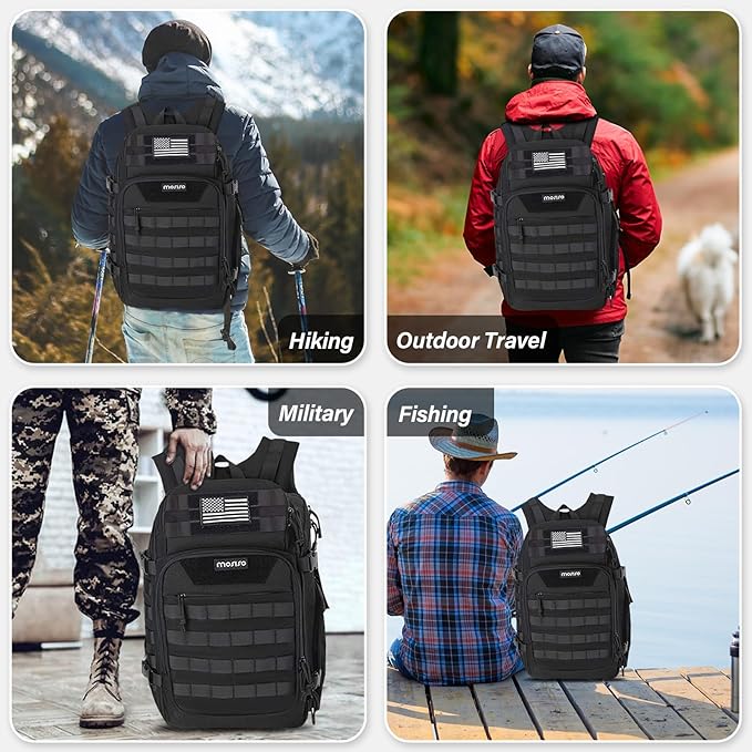 MOSISO 30L Military Tactical Backpack for Men Army Backpack Military Daypack 3 Day Assault Pack Hiking Rucksack Bug Out Bag Black
