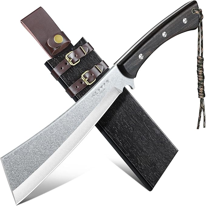 Freelander Japanese Machete for Cutting Trees Heavy Duty Full Tang Survival Machete Knife with Wooden Sheath for Yard Work Gardening Camping and Bushcraft Gifts for Men
