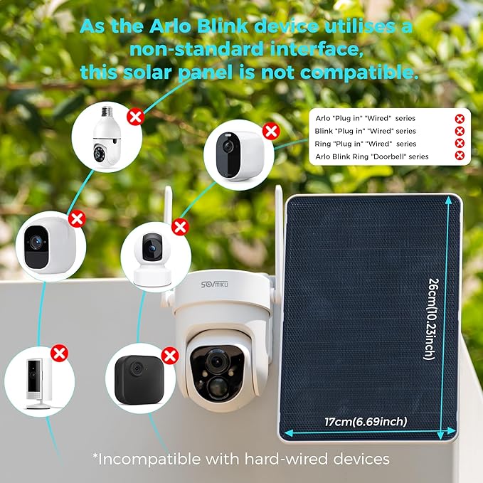 5V 8W Solar Panel for Security Camera For Bird Feeder 4G AOV Trail Cam Ring Tapo Eufy Vicohome Eseecloud Native USB-C Micro-USB &amp DC 3.5mm*1.35mm 23% Conversion 9.8 Ft 180 Days Exchange Po