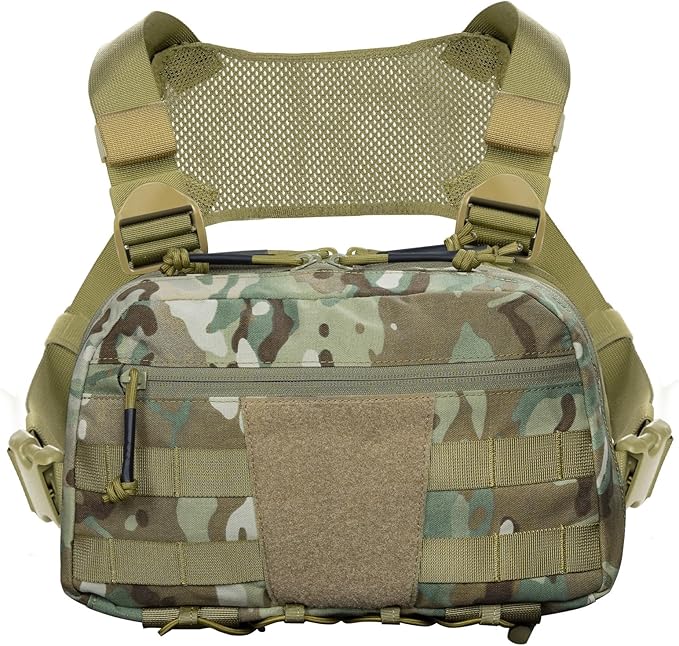 Tactical Chest Pack Bag Molle EDC Pouch Bag with CCW Compartment Adjustable Strap Workouts Fishing Hunting