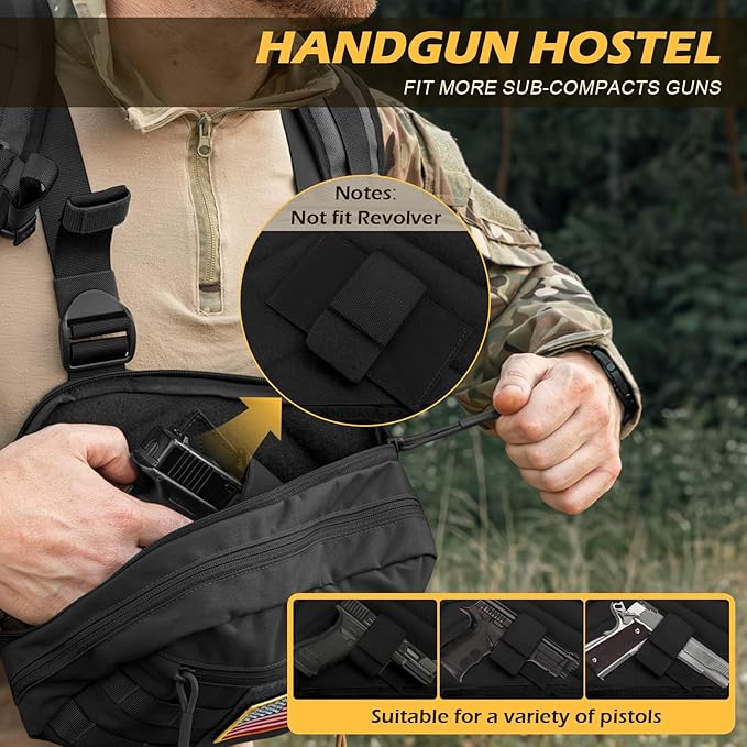 Tactical Chest Pack Bag Molle EDC Pouch Bag with CCW Compartment Adjustable Strap Workouts Fishing Hunting