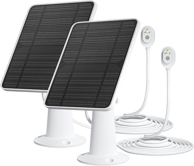 Solar Panel Charger Compatible with Arlo Pro 5S/Pro 4/Pro 3/Pro 3 Floodlight/Ultra/Ultra 2 Camera 6V 4.5W Solar Panels Charging IP65 Weatherproof w/ 9.8ft Charging Cable Adjustable Wall Mount 2 Pack